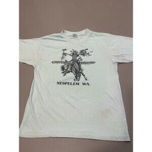 Vintage 80s WA Single Stitch T Shirt Sz L Light  Green Native American